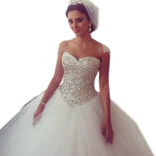 Load image into Gallery viewer, crystal beading sweetheart bodice corset princess wedding dresses