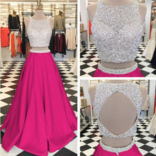 Load image into Gallery viewer, elegant sequins and beaded prom dresses ball gowns two piece