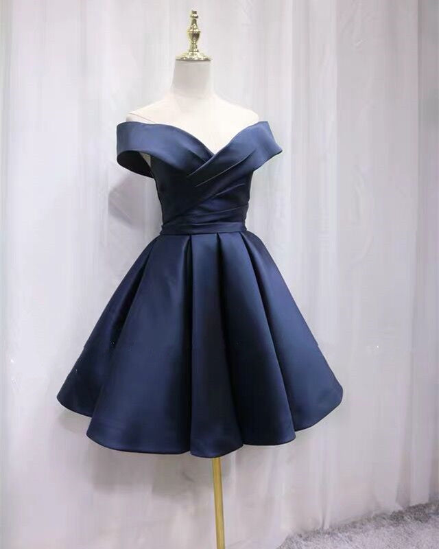 Short Satin Off Shoulder Homecoming Dress For Prom Short Satin Off Shoulder Homecoming Dress For Prom