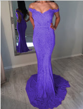 Load image into Gallery viewer, Sexy Off Shoulder Mermaid Prom Dresses Appliques