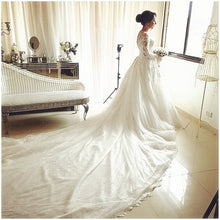 Load image into Gallery viewer, long sleeves lace ball gowns wedding dresses royal train