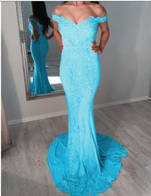 Load image into Gallery viewer, Sexy Off Shoulder Mermaid Prom Dresses Appliques