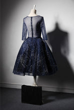 Load image into Gallery viewer, short celestial style tulle prom dress with sleeves