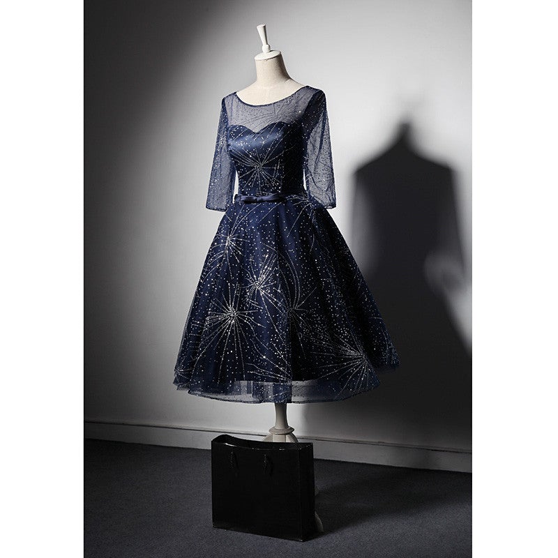 short celestial style tulle prom dress with sleeves – alinanova