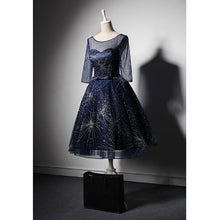 Load image into Gallery viewer, navy blue short tulle party dresses with star sequins-alinanova