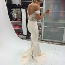 Load image into Gallery viewer, Off The Shoulder Mermaid Evening Dresses Lace Appliques