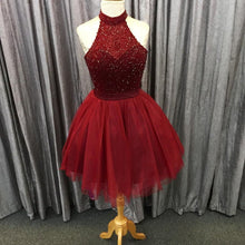 Load image into Gallery viewer, sparkly beading halter tulle homecoming short