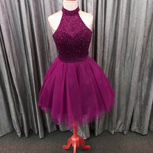 Load image into Gallery viewer, sparkly beading halter tulle homecoming short