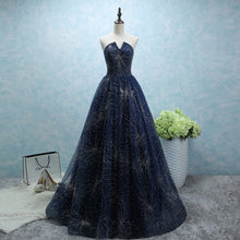 Load image into Gallery viewer, strapless long tulle ball gowns evening dresses with sequins