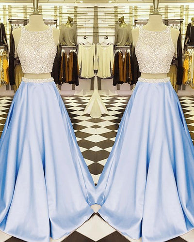 Light Blue Prom Dresses Two Piece