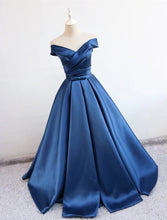 Load image into Gallery viewer, Off Shoulder Ball Gown Satin Dress With Bow Sashes