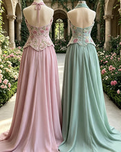 Load image into Gallery viewer, Ada | A-line Chiffon Flowy Dress With Embroidery Top
