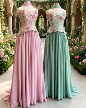 Load image into Gallery viewer, Ada | A-line Chiffon Flowy Dress With Embroidery Top
