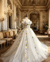 Load image into Gallery viewer, Agenes | White Tulle Floral Embroidery Dress
