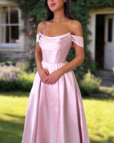 Pink Satin Prom Dress