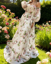 Load image into Gallery viewer, Puffy Sleeves Floral Print Wedding Dress
