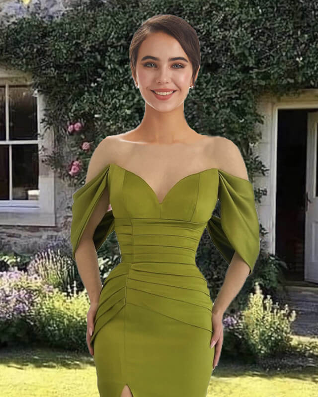 Moss Green Mermaid Off The Shoulder Dress alinanova Moss Green Mermaid Off The Shoulder Dress alinanova