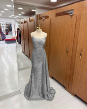Load image into Gallery viewer, Silver Sequin Bridesmaid Dress
