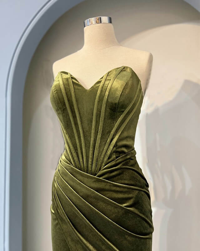 Mermaid Olive Green Velvet Corset Dress Mermaid Olive Green Velvet Corset Dress