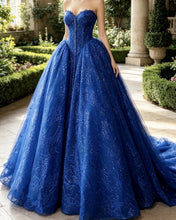 Load image into Gallery viewer, Celeste | Royal Blue Lace Strapless Dress
