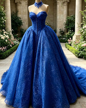 Load image into Gallery viewer, Royal Blue Lace Wedding Dress
