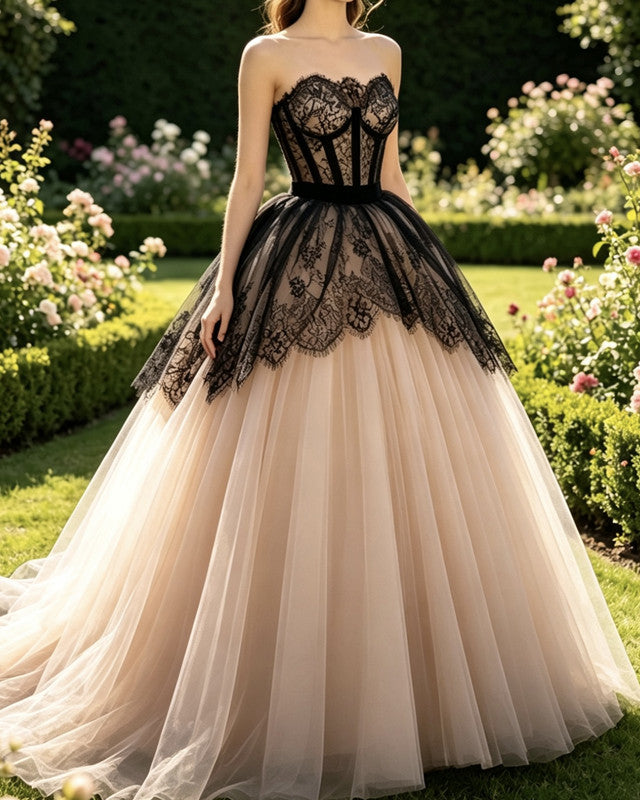 black and nude wedding dress 9 Bold Black Wedding Dresses For Your Non-Traditional Wedding Day / Blog / Casablanca Bridal