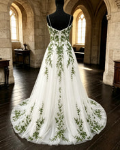 Load image into Gallery viewer, ELARA | Plus Size Tulle Wedding Dress With Green Vine
