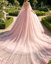 Load image into Gallery viewer, Elva | Pink Ball Gown Dress With Cape
