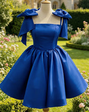 Load image into Gallery viewer, Short Satin Bow Straps Mini Dress
