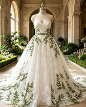 Load image into Gallery viewer, FAITH | Green Vine Lace Wedding Dress
