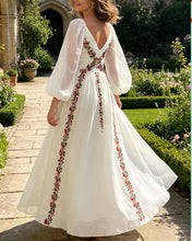 Load image into Gallery viewer, Fiora | Boho Chiffon Wedding Dress With Colorful Floral
