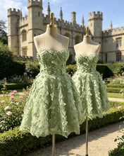 Load image into Gallery viewer, Short Sage Lace Homecoming Dress
