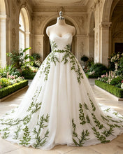 Load image into Gallery viewer, White And Green Wedding Gown
