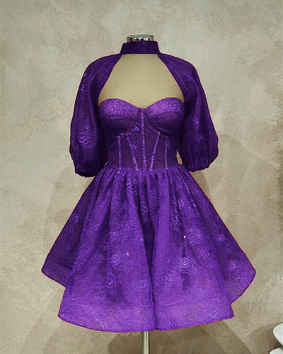 Purple Lace Hoco Dress