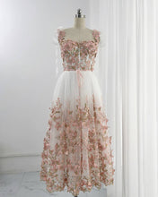 Load image into Gallery viewer, Blush Butterfly Lace Embroidery Tulle Midi Corset Dress
