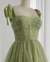 Load image into Gallery viewer, Short Sparkly Sage Tulle Dress
