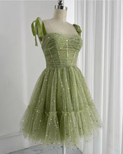 Load image into Gallery viewer, Short Sparkly Sage Tulle Dress
