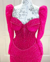 Load image into Gallery viewer, Sparkly Hot Pink Bodycon Homecoming Dresses
