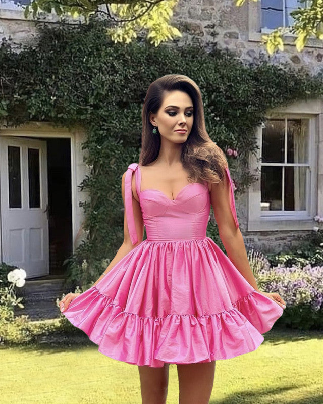 Short Barbie Pink Homecoming Dresses alinanova Short Barbie Pink Homecoming Dresses alinanova
