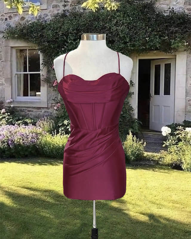 Short Tight Satin Strapless Mini Dress