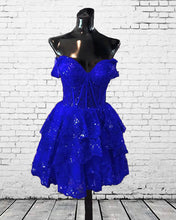 Load image into Gallery viewer, Royal Blue Lace Homecoming Dresses 2024
