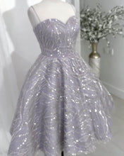 Load image into Gallery viewer, Silver Sparkly Midi Homecoming Dress
