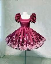 Load image into Gallery viewer, Burgundy Satin Homecoming Dress
