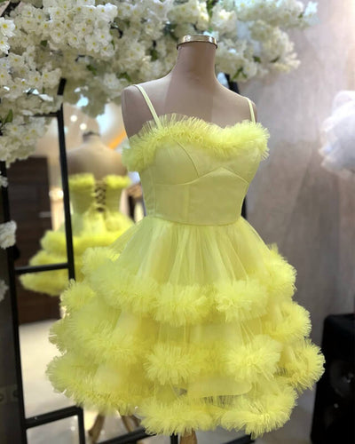 Yellow Tulle Homecoming Dress