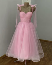 Load image into Gallery viewer, A-line Bow Straps Tulle Midi Dress
