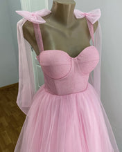 Load image into Gallery viewer, A-line Bow Straps Tulle Midi Dress
