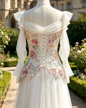 Load image into Gallery viewer, KATIE | Ruffle Straps Embroidery Corset Chiffon Dress
