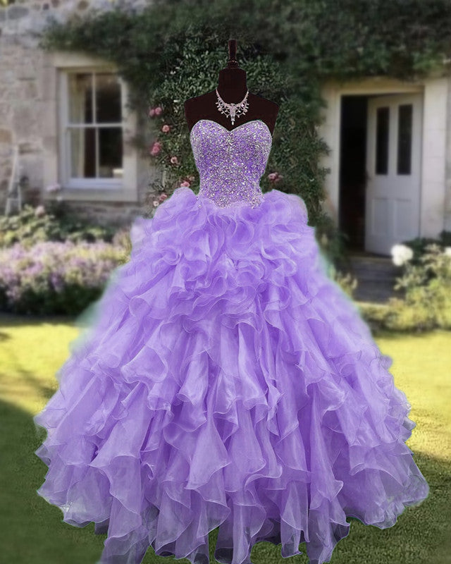 Ball Gowns Quinceanera Dresses Ruffles Skirt With Beading Sweetheart