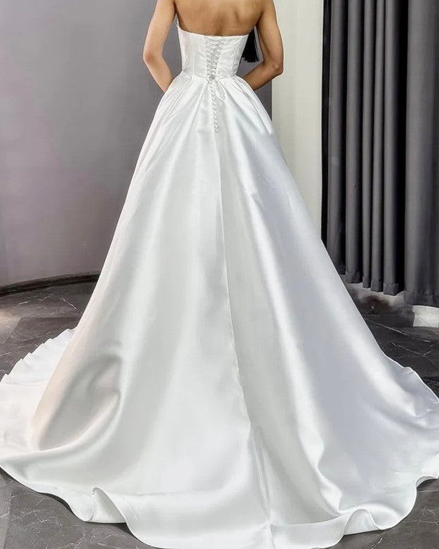 LIMA | Cowl Neck Satin Split Wedding Gown alinanova LIMA | Cowl Neck Satin Split Wedding Gown alinanova