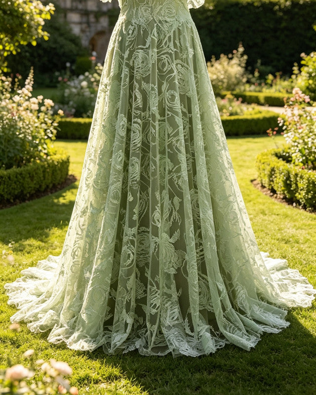 formal dress with floral applique Pink Fairytale Layered Tulle Ruffle Appliqué – Floral Evening Dress with Corset Back and Bow Detail Plus Size Swatch:#edd3cd main image 0